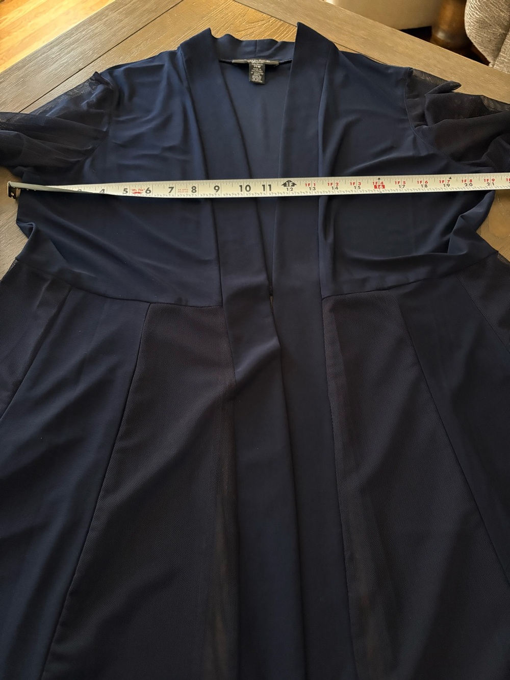 Elegant R&M Richards Navy 2 Piece Dress with Beaded & Rhinestone Jewel Neckline - Picture 9 of 16